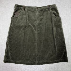 Territory Ahead Women 16 Green Wide Wale Corduroy Front Zip Skirt Casual Fall